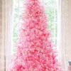 King Of Christmas 6.5' Duchess Pink Flock Artificial Christmas Tree With 500 Warm White LED Lights- Classic|Pre-Lit