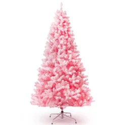 King Of Christmas 6.5' Duchess Pink Flock Artificial Christmas Tree With 500 Warm White LED Lights- Classic|Pre-Lit