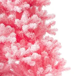 King Of Christmas 6.5' Duchess Pink Flock Artificial Christmas Tree With 500 Warm White LED Lights- Classic|Pre-Lit