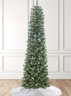 King Of Christmas 9' Hancock Spruce Pencil Artificial Christmas Tree 600 Warm White LED Lights- Classic|Slim