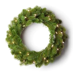King Of Christmas 24" King Douglas Fir Wreath With Warm White LED Lights (Battery Operated)- Wreaths|24 Inch