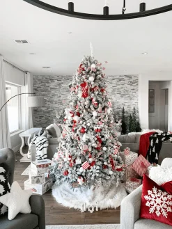 King Of Christmas 10' King Flock® Artificial Christmas Tree With 1250 Warm White LED Lights- Realistic|Pre-Lit