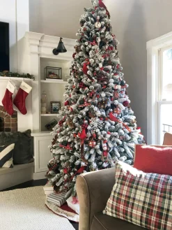 King Of Christmas 12' King Flock® Artificial Christmas Tree Unlit- Realistic|Unlit