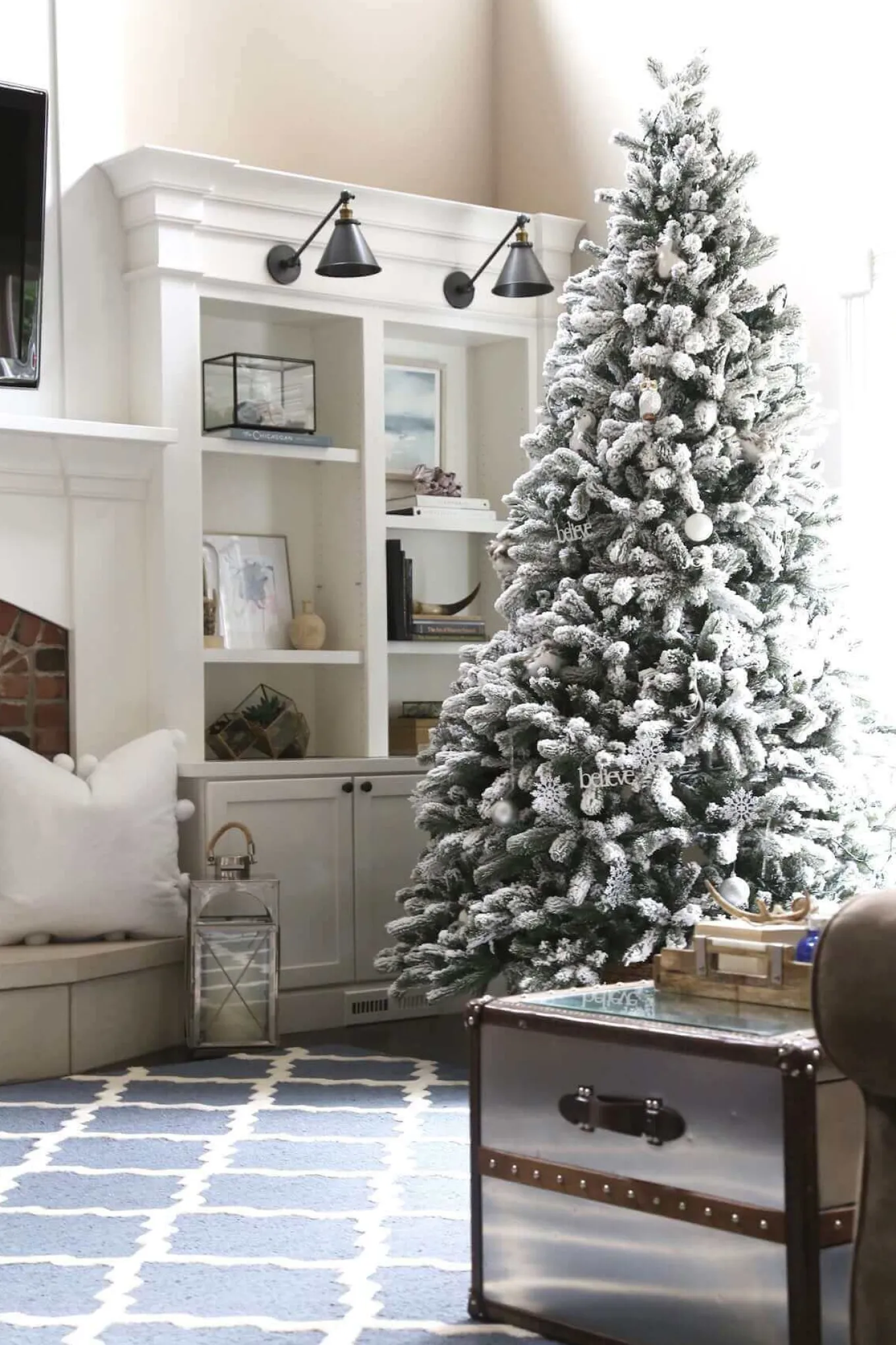 King Of Christmas 12' King Flock® Artificial Christmas Tree Unlit- Realistic|Unlit