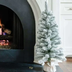 King Of Christmas 3' King Flock® Artificial Christmas Tabletop Tree Unlit- 3 Foot|Tabletop