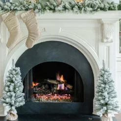 King Of Christmas 3' King Flock® Artificial Christmas Tabletop Tree Unlit (set Of 2)- 3 Foot|Tabletop