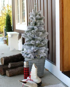 King Of Christmas 3' King Flock® Artificial Christmas Tabletop Tree Unlit (set Of 2)- 3 Foot|Tabletop