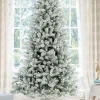 King Of Christmas 6.5' King Flock® Artificial Christmas Tree With 600 Warm White LED Lights- Realistic|Flocked