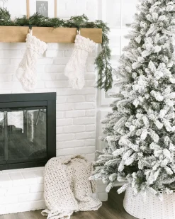 King Of Christmas 8' King Flock® Artificial Christmas Tree With 900 With Warm White LED Lights- Realistic|Pre-Lit