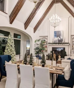 King Of Christmas 12' King Flock® Slim Artificial Christmas Tree Unlit- Realistic|Slim