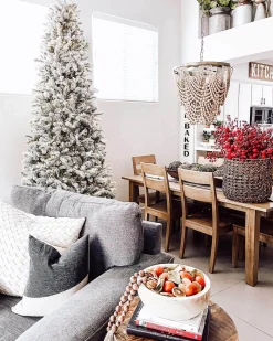 King Of Christmas 6.5' King Flock® Slim Artificial Christmas Tree Unlit- Realistic|Slim