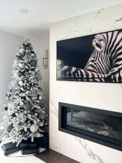 King Of Christmas 6.5' King Flock® Slim Artificial Christmas Tree Unlit- Realistic|Slim