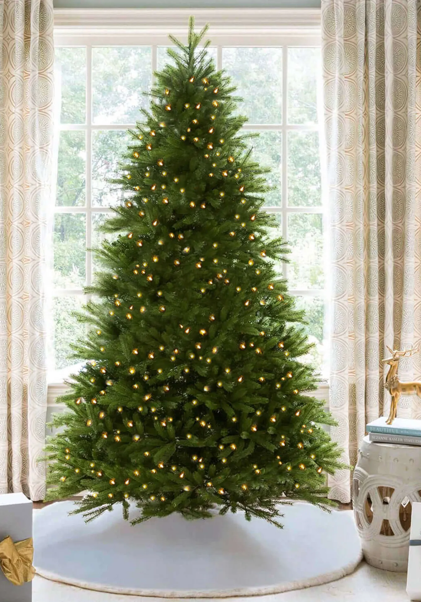 King Of Christmas 12' King Fraser Fir Artificial Christmas Tree With 2300 Warm White & Multi-Color LED Lights- Realistic|Pre-Lit