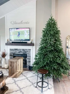 King Of Christmas 12' King Fraser Fir Artificial Christmas Tree With 2300 Warm White & Multi-Color LED Lights- Realistic|Pre-Lit