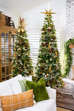 King Of Christmas 10' King Fraser Fir Slim Artificial Christmas Tree With 1100 Warm White LED Lights- Realistic|Slim