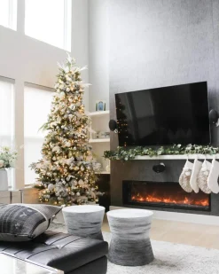 King Of Christmas 10' King Fraser Fir Slim Artificial Christmas Tree With 1100 Warm White LED Lights- Realistic|Slim