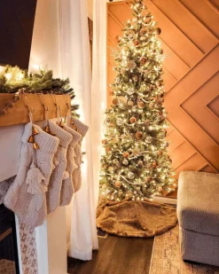 King Of Christmas 6.5' King Fraser Fir Slim Artificial Christmas Tree With 600 Warm White LED Lights- Realistic|Slim