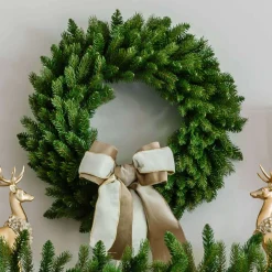 King Of Christmas 36" King Fraser Fir Wreath With Warm White LED Lights (Plug Operated)- Wreaths|Green