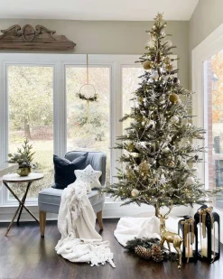 King Of Christmas 7' King Noble Fir Artificial Christmas Tree With 500 Warm White LED Lights- Realistic|Pre-Lit