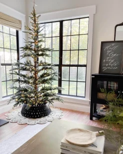 King Of Christmas 7' King Noble Fir Artificial Christmas Tree With 500 Warm White LED Lights- Realistic|Pre-Lit