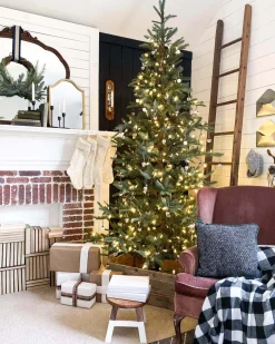 King Of Christmas 8' King Noble Fir Artificial Christmas Tree With 600 Warm White LED Lights- Realistic|Pre-Lit