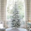 King Of Christmas 7' King Noble Flock Artificial Christmas Tree With 500 Warm White LED Lights- Realistic|Full