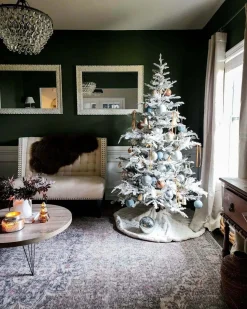 King Of Christmas 7' King Noble Flock Artificial Christmas Tree With 500 Warm White LED Lights- Realistic|Full