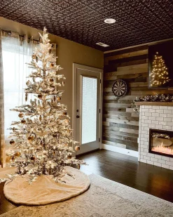 King Of Christmas 7' King Noble Flock Artificial Christmas Tree With 500 Warm White LED Lights- Realistic|Full