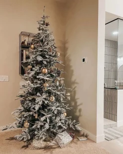 King Of Christmas 7' King Noble Flock Artificial Christmas Tree Unlit- Realistic|Unlit