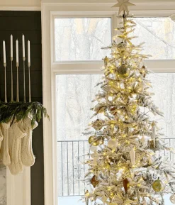 King Of Christmas 7' King Noble Flock Artificial Christmas Tree Unlit- Realistic|Unlit