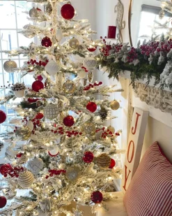 King Of Christmas 8' King Noble Flock Artificial Christmas Tree With 600 Warm White LED Lights- Realistic|Green