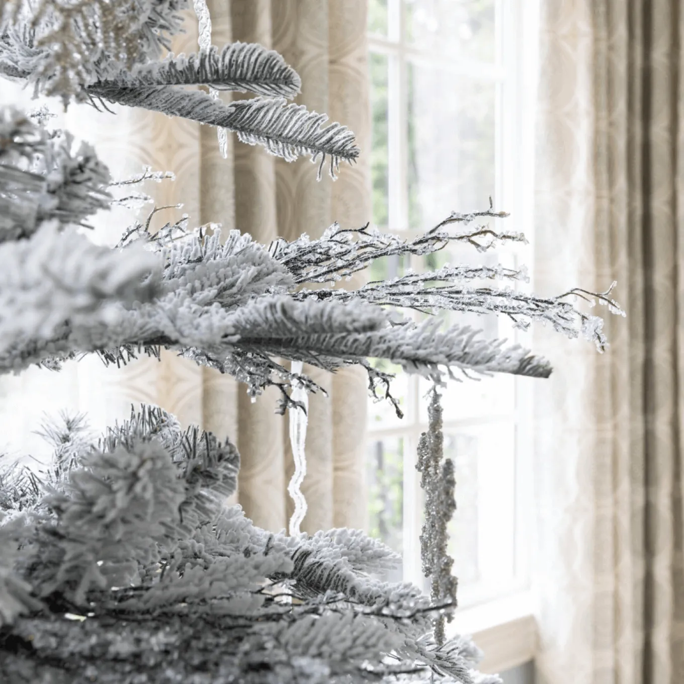 King Of Christmas 9' King Noble Flock Artificial Christmas Tree Unlit- Realistic|Unlit