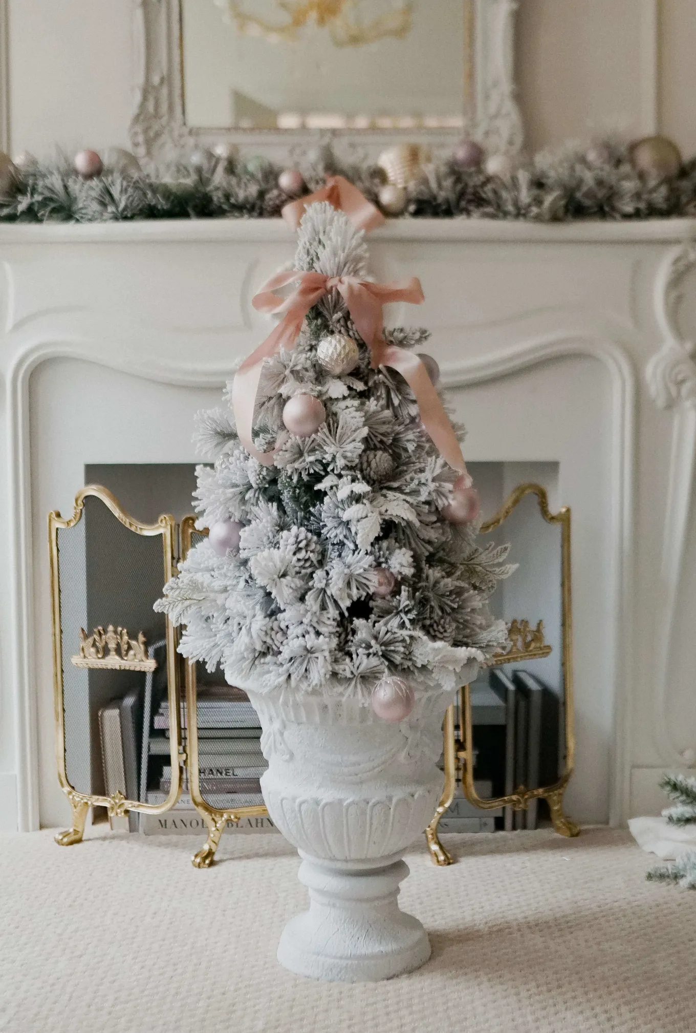 King Of Christmas 3' Marquis Flock Tabletop Tree With 70 Warm White LED Lights- Flocked