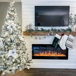 King Of Christmas 10' Prince Flock® Artificial Christmas Tree With 750 Warm White LED Lights- Classic|Pre-Lit