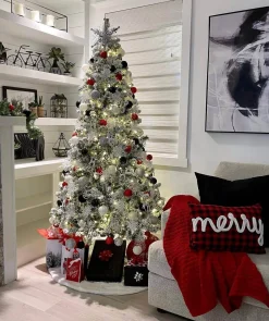 King Of Christmas 10' Prince Flock® Artificial Christmas Tree With 750 Warm White LED Lights- Classic|Pre-Lit