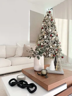 King Of Christmas 10' Prince Flock® Artificial Christmas Tree With 750 Warm White LED Lights- Classic|Pre-Lit