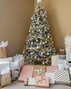 King Of Christmas 10' Prince Flock® Artificial Christmas Tree With 750 Warm White LED Lights- Classic|Pre-Lit