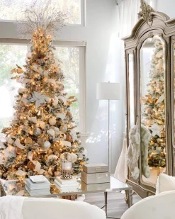 King Of Christmas 10' Prince Flock® Artificial Christmas Tree With 750 Warm White LED Lights- Classic|Pre-Lit