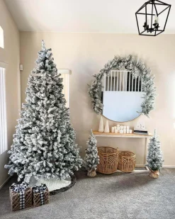 King Of Christmas 10' Prince Flock® Artificial Christmas Tree With 750 Warm White LED Lights- Classic|Pre-Lit