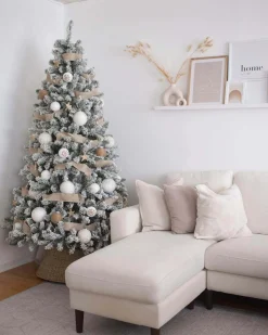 King Of Christmas 10' Prince Flock® Artificial Christmas Tree With 750 Warm White LED Lights- Classic|Pre-Lit