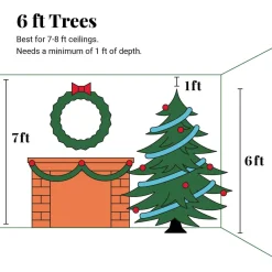 King Of Christmas 6' Prince Flock® Artificial Christmas Tree With 350 Warm White LED Lights- Classic|Pre-Lit