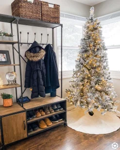 King Of Christmas 6' Prince Flock® Artificial Christmas Tree With 350 Warm White LED Lights- Classic|Pre-Lit