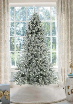 King Of Christmas 7' Prince Flock® Artificial Christmas Tree With 400 Warm White LED Lights- Full|Flocked