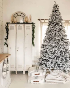 King Of Christmas 7' Prince Flock® Artificial Christmas Tree With 400 Warm White LED Lights- Full|Flocked