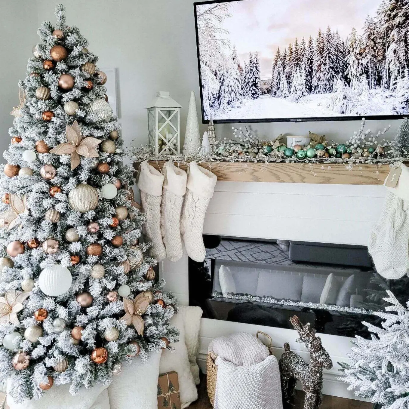 King Of Christmas 7' Prince Flock® Artificial Christmas Tree With 400 Warm White LED Lights- Full|Flocked