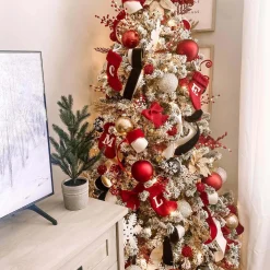 King Of Christmas 7' Prince Flock® Artificial Christmas Tree With 400 Warm White LED Lights- Full|Flocked