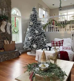 King Of Christmas 7' Prince Flock® Artificial Christmas Tree With 400 Warm White LED Lights- Full|Flocked