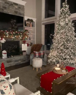 King Of Christmas 8' Prince Flock® Artificial Christmas Tree With 550 Warm White LED Lights- Classic|Pre-Lit