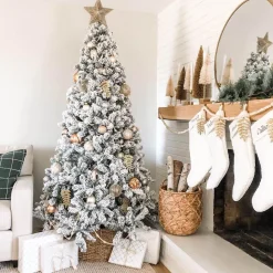 King Of Christmas 8' Prince Flock® Artificial Christmas Tree Unlit- Classic|Unlit