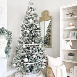 King Of Christmas 9' Prince Flock® Artificial Christmas Tree With 650 Warm White LED Lights- Classic|Pre-Lit